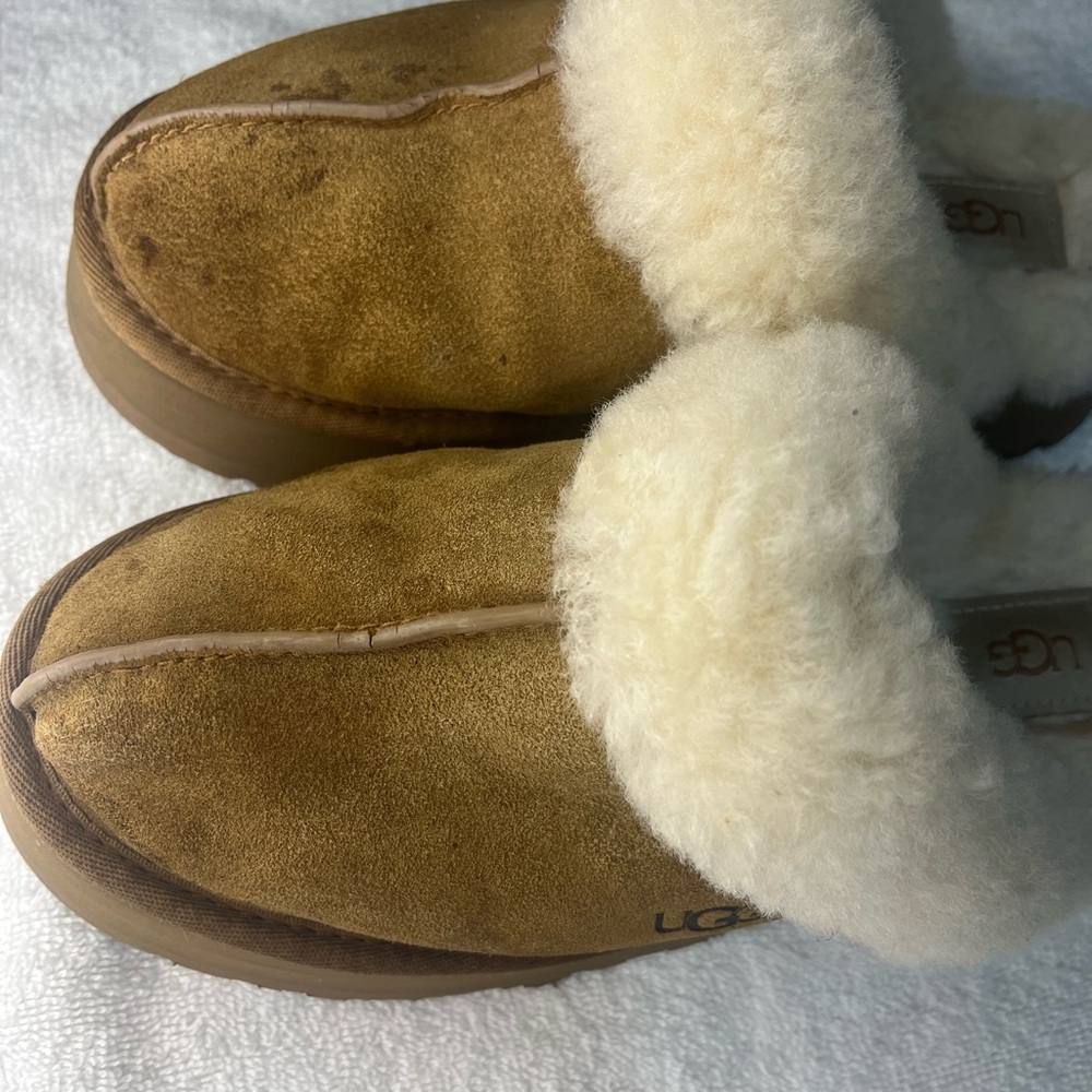 UGG Tan and Cream Cozy Mule Slippers